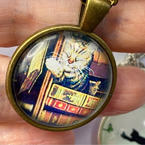 Glass Dome Cat Necklaces Lot of Three Crazy Cat Lady - Picture 3 of 9